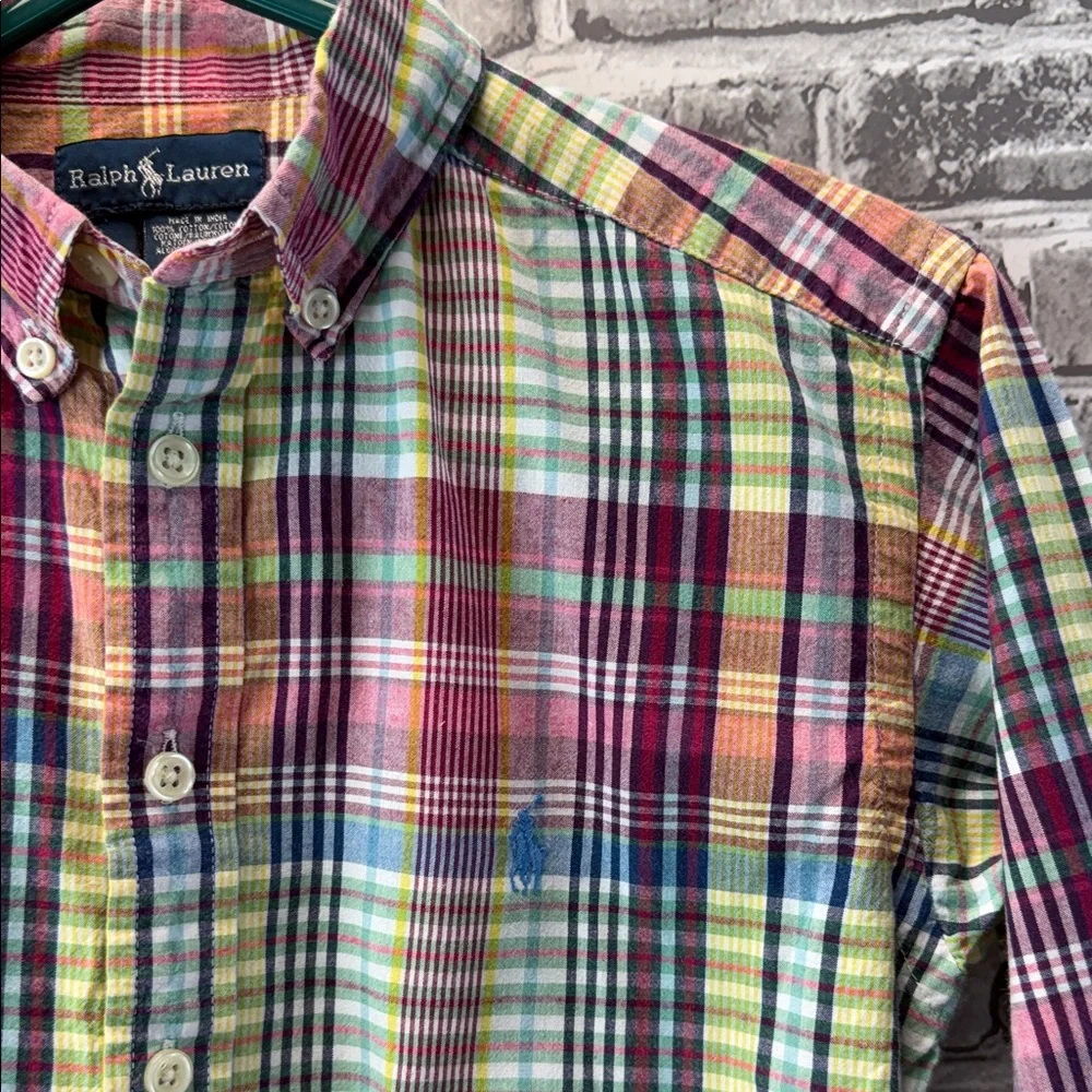 Boy's Ralph Lauren Vibrant Plaid Button-Down Shirt‎